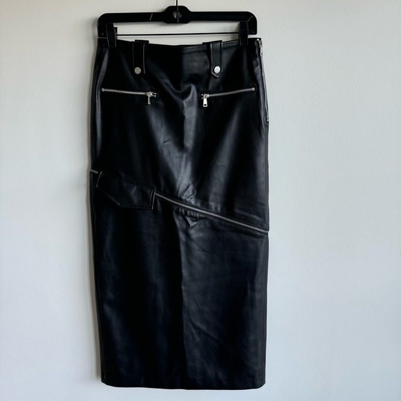 NWOT ZARA Detachable Faux Leather Mini/Maxi Zipper Skirt Size Small - Picture 3 of 7
